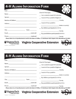 Cover, 4-H Alumni Information Form JPG