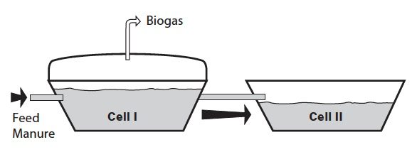 schematic of a two-cell lagoon system.
