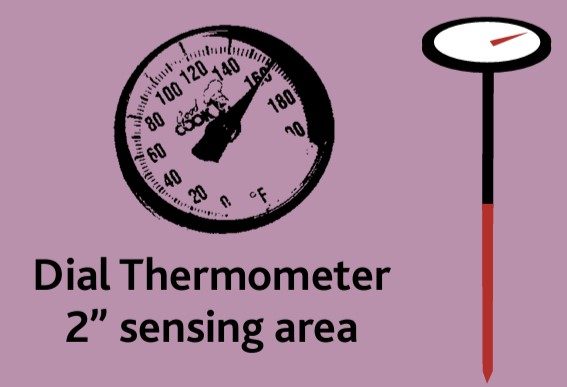 Dial thermometer 2" sensing area.