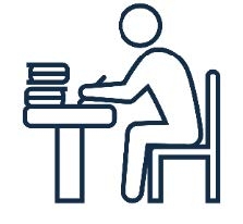 Drawing of someone sitting at their desk, ready to learn. 