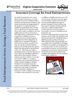 Cover, Insurance Coverage for Food Entrepreneurs JPG