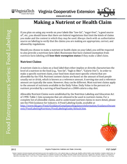 Cover, Making a Nutrient or Health Claim JPG
