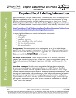 Cover, Required Food Labeling Information