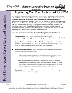 Cover, Registering Your Food Business with the FDA JPG