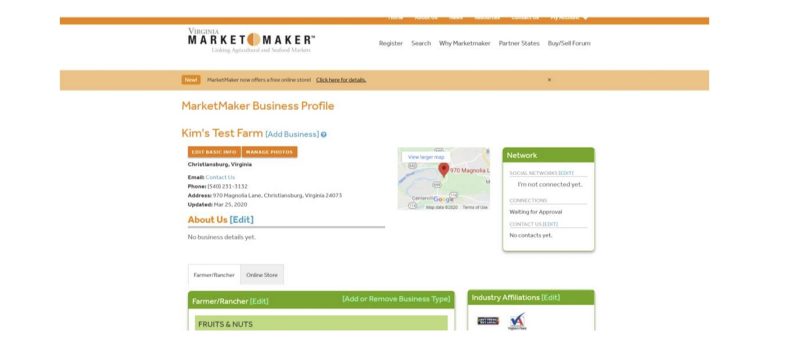 A screen shot of the Market Maker online profile page.