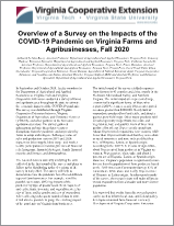 Cover for publication: Overview of a Survey on the Impacts of the COVID-19 Pandemic on Virginia Farms and Agribusinesses, Fall 2020
