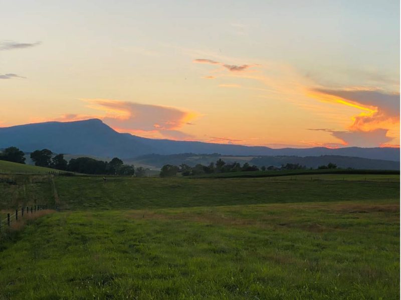 Sunset over the blue ridge mountains in Virginia.